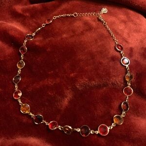Liz Claiborne Vibrant gold tone Necklace with multi colored glass stones